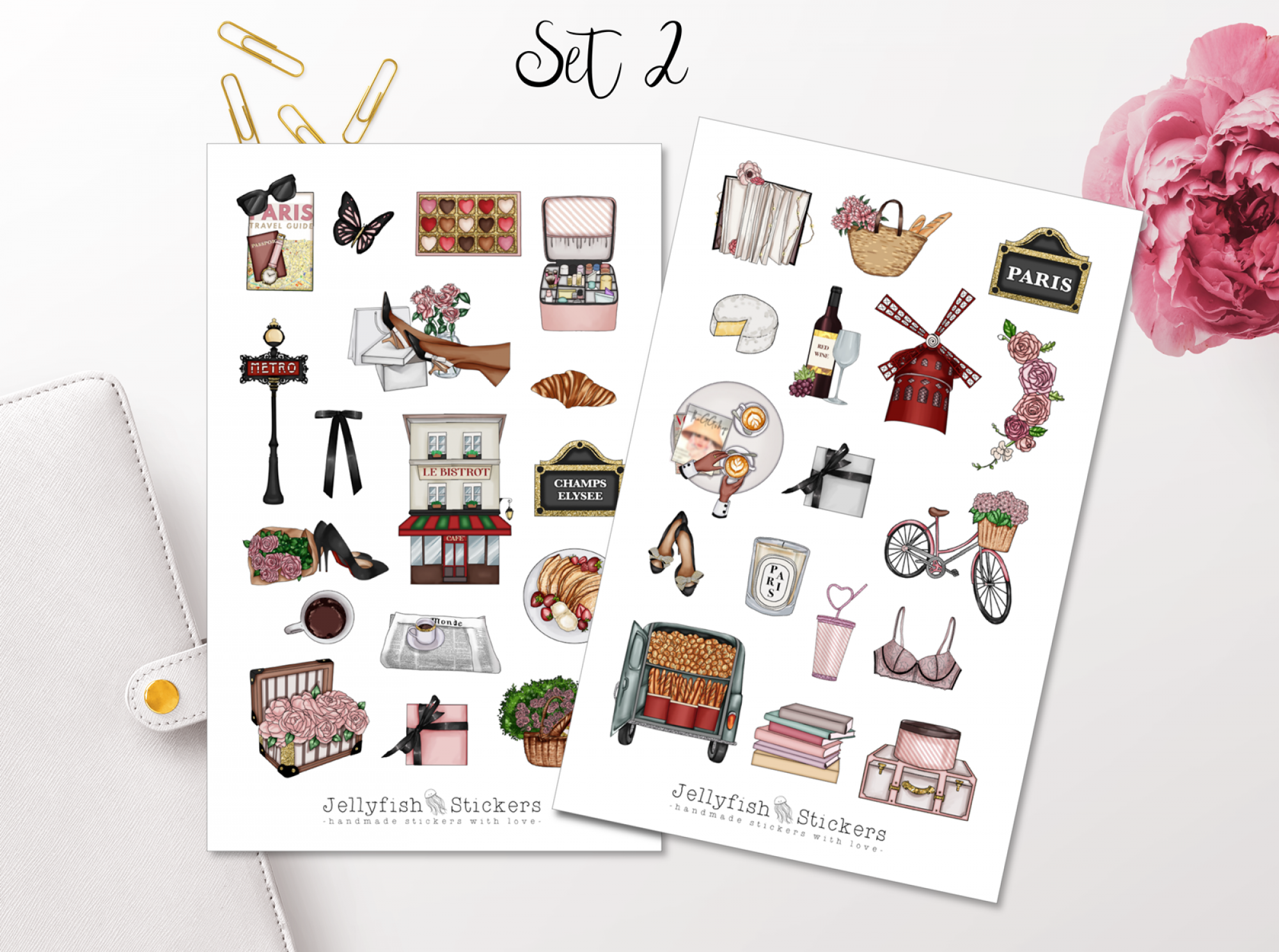 Mädchen Paris Sticker Set